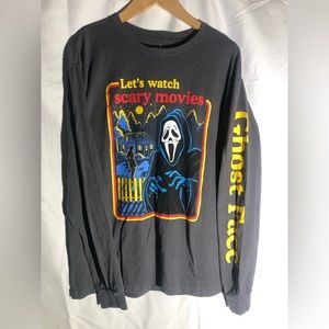 Ghost Face Grey Halloween Scream Long Sleeve Shirt Men Size Large